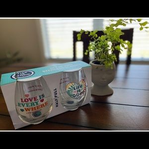 Set of two life is good wine glasses